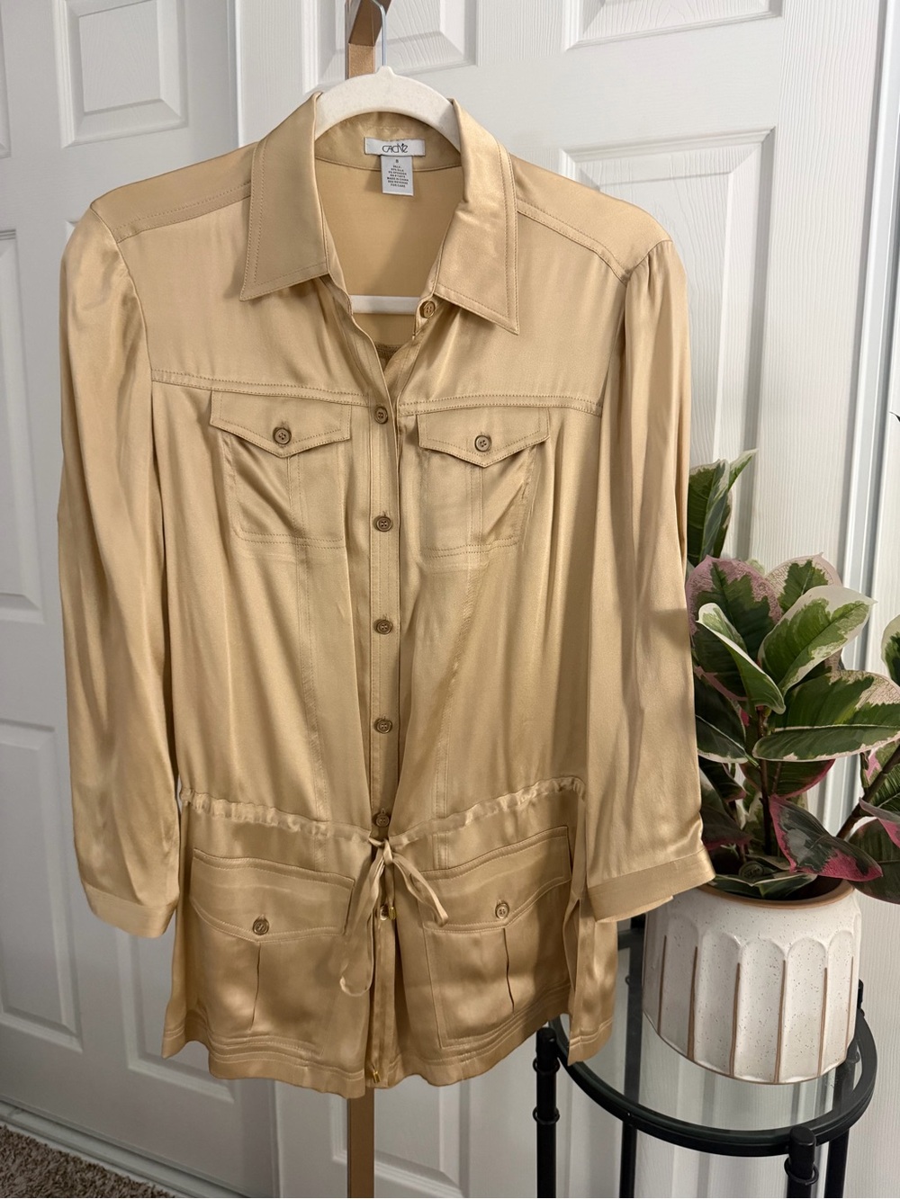 Cache Silk Drawstring Utility Buttondown